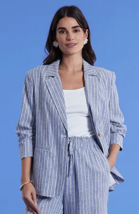 Tyler Boe Cooper Linen Jacket Bermuda Blue Stripe