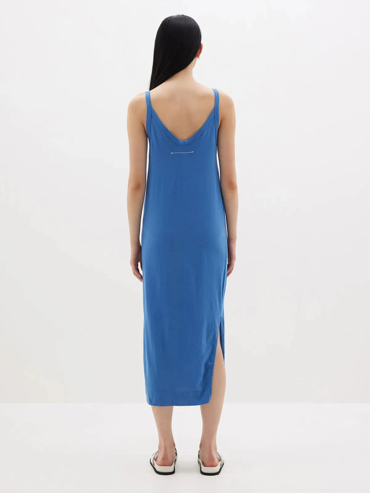 V NECK JERSEY SLIP DRESS - DUTCH BLUE