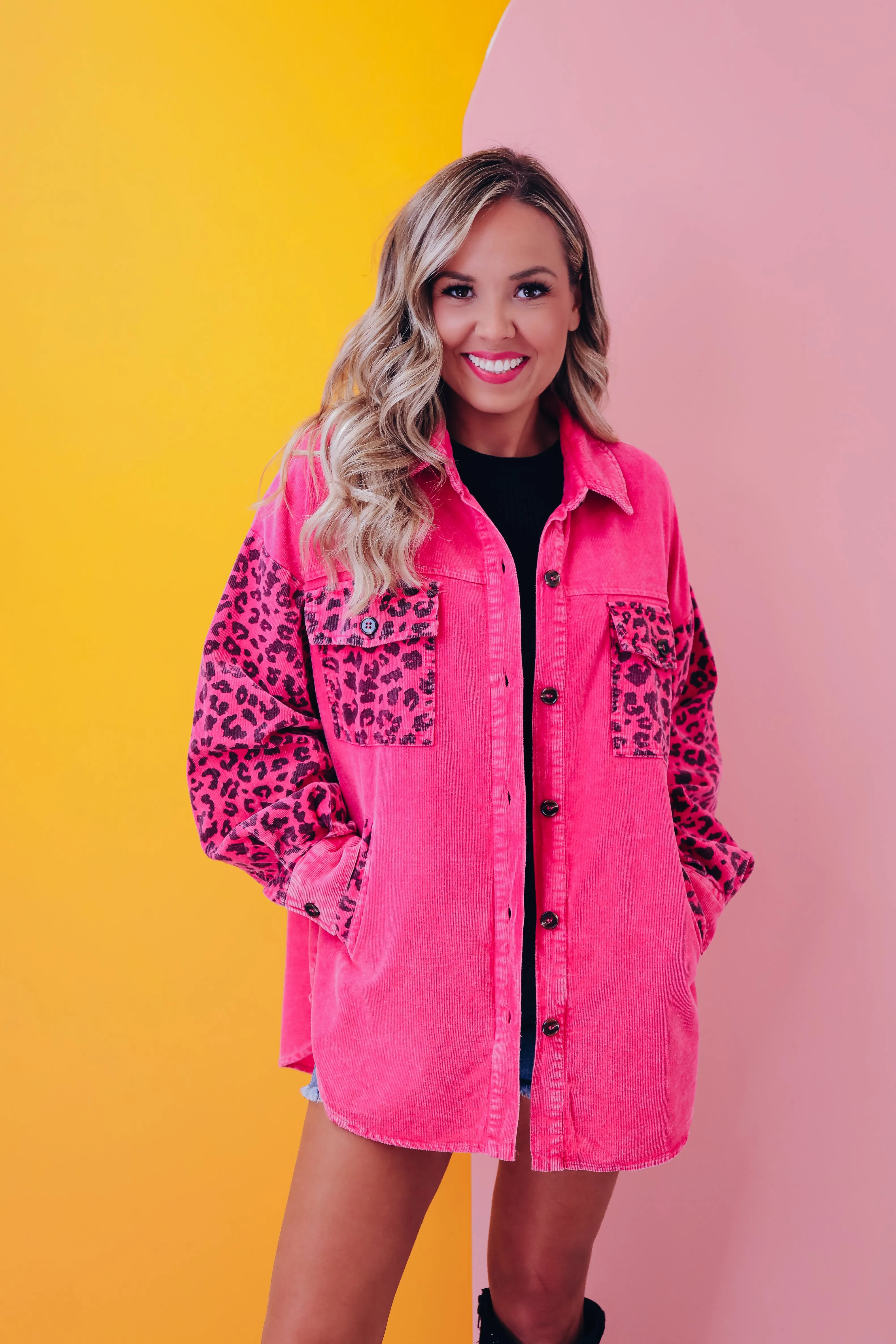 Venture Leopard Print Shacket - Pink