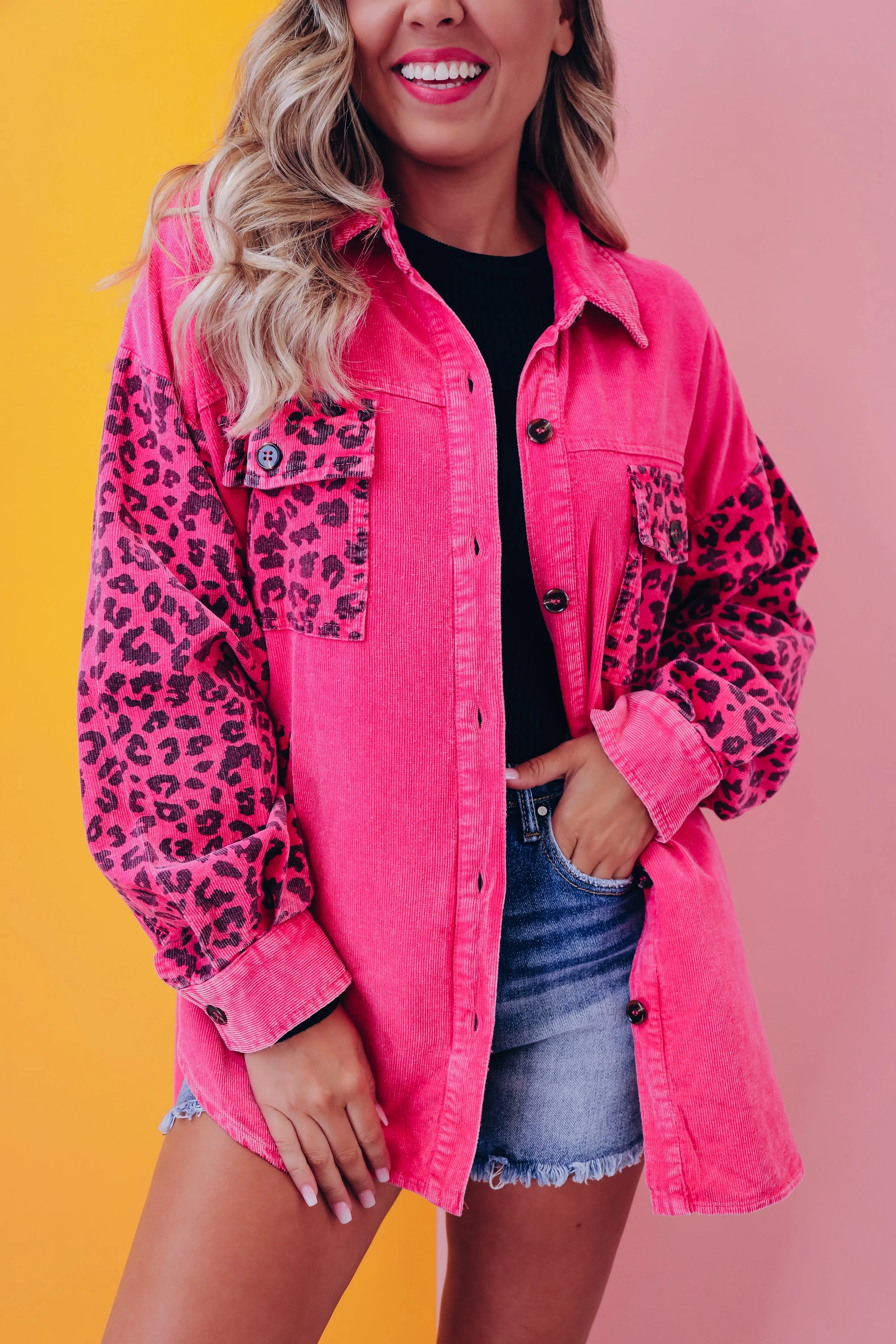 Venture Leopard Print Shacket - Pink