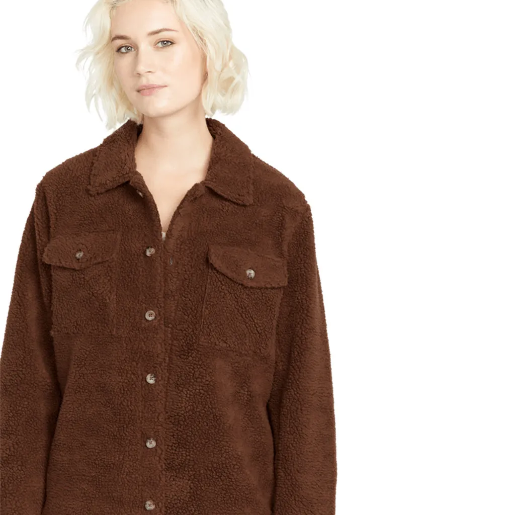 Volcom Womens Silent Sherpa Jacket - Chocolate