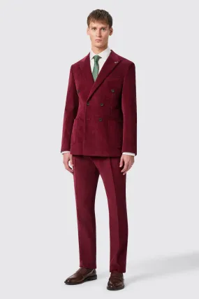 Waugh Slim Fit Burgundy Corduroy Double Breasted Suit