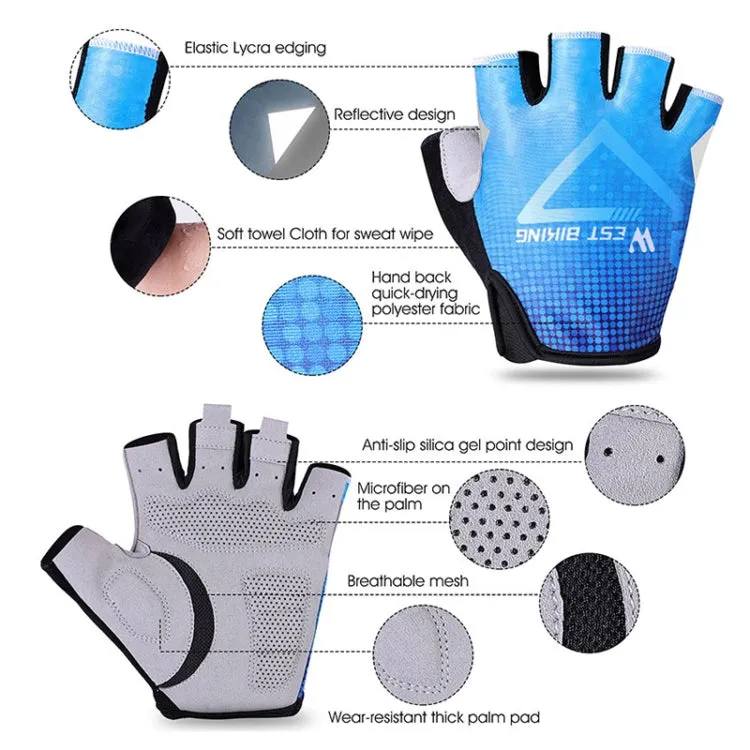 WEST BIKING YP0211215 Riding Gloves Summer Half Finger Breathable Outdoor Cycling Gloves, Size: XXL(Blue)