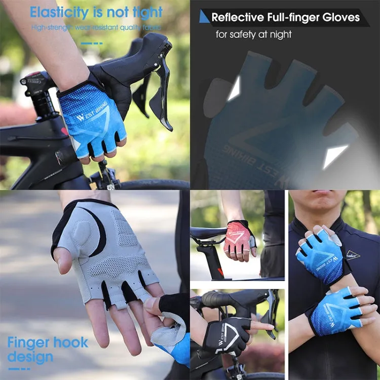 WEST BIKING YP0211215 Riding Gloves Summer Half Finger Breathable Outdoor Cycling Gloves, Size: XXL(Blue)