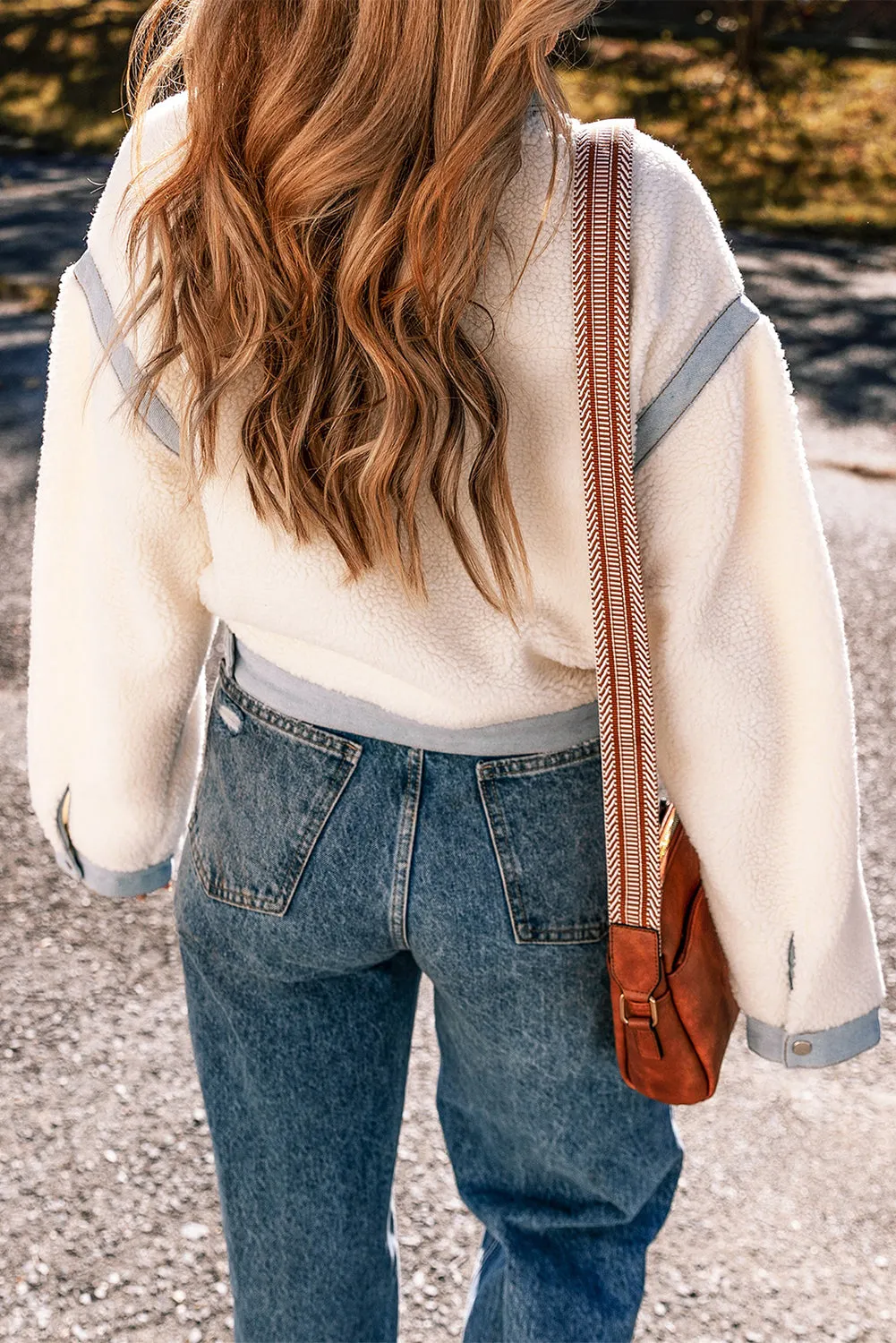 White Contrast Trim Buttoned Sherpa Jacket: For When You Want to Look Hotter Than Your Messy Life