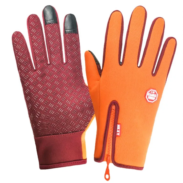 Winter Outdoor Riding Sports Waterproof Touch Screen Glove, Size: XL(H043 Orange)