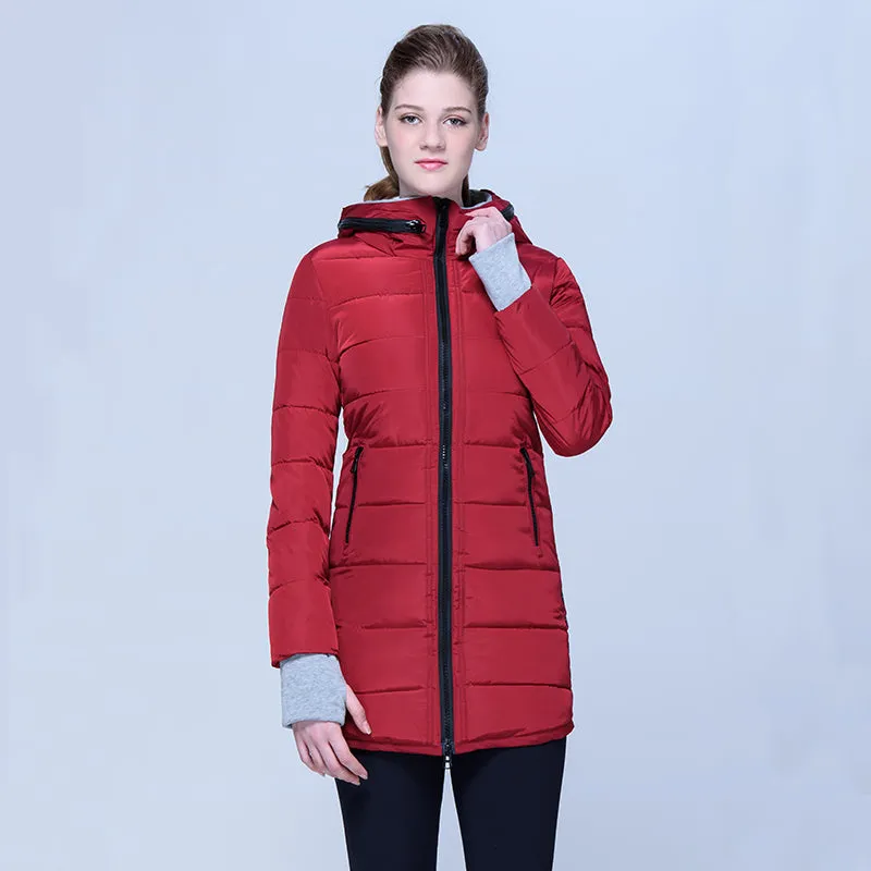 Women warm bubble high neck hoodie winter jacket