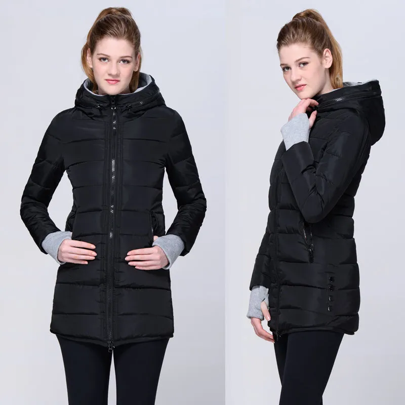 Women warm bubble high neck hoodie winter jacket