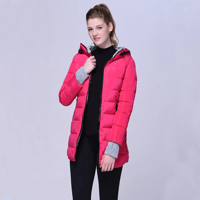 Women warm bubble high neck hoodie winter jacket