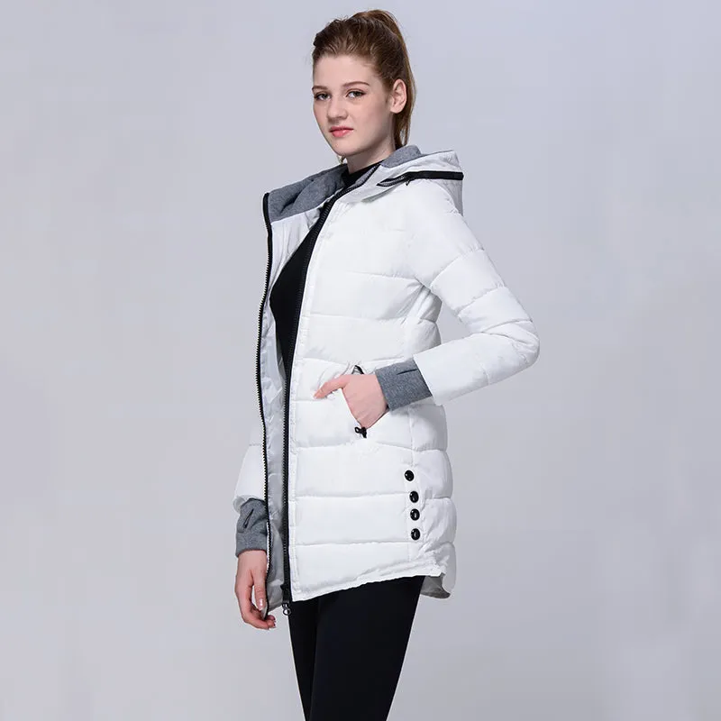 Women warm bubble high neck hoodie winter jacket