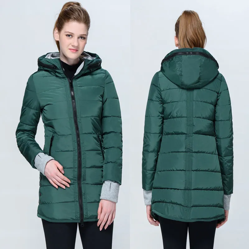 Women warm bubble high neck hoodie winter jacket