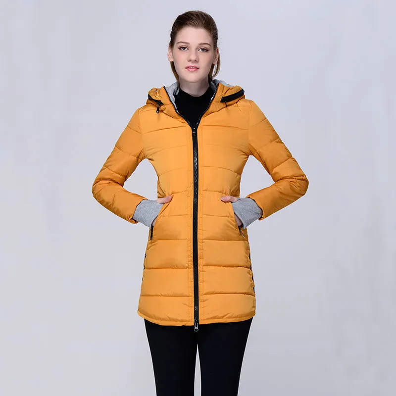 Women warm bubble high neck hoodie winter jacket