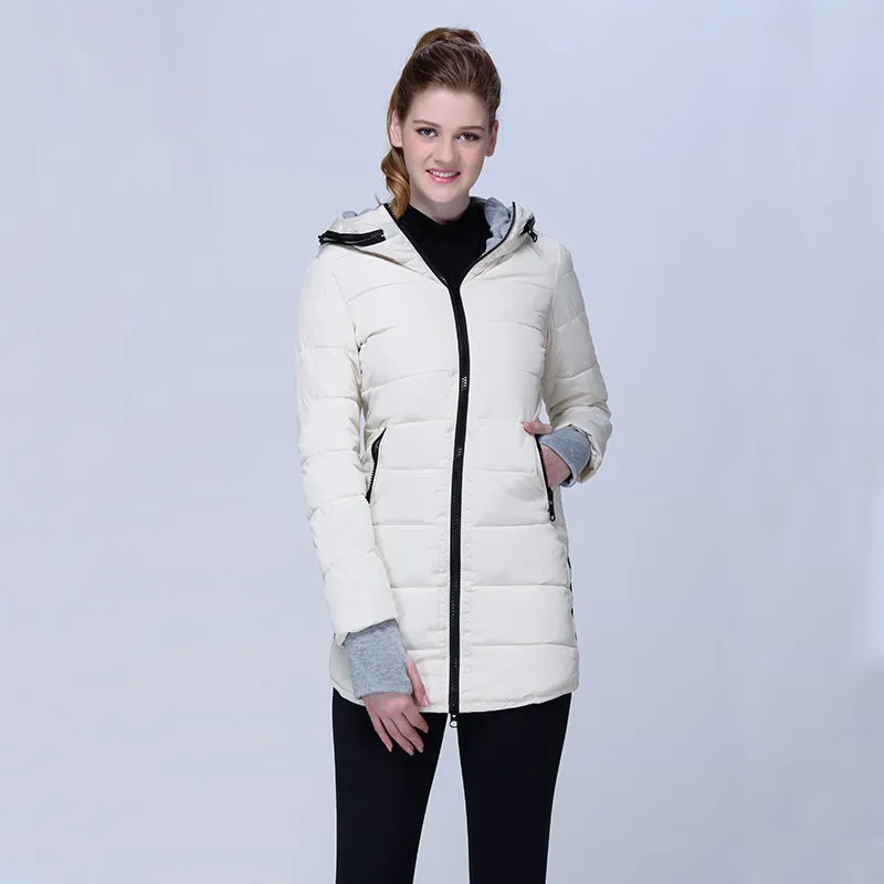 Women warm bubble high neck hoodie winter jacket