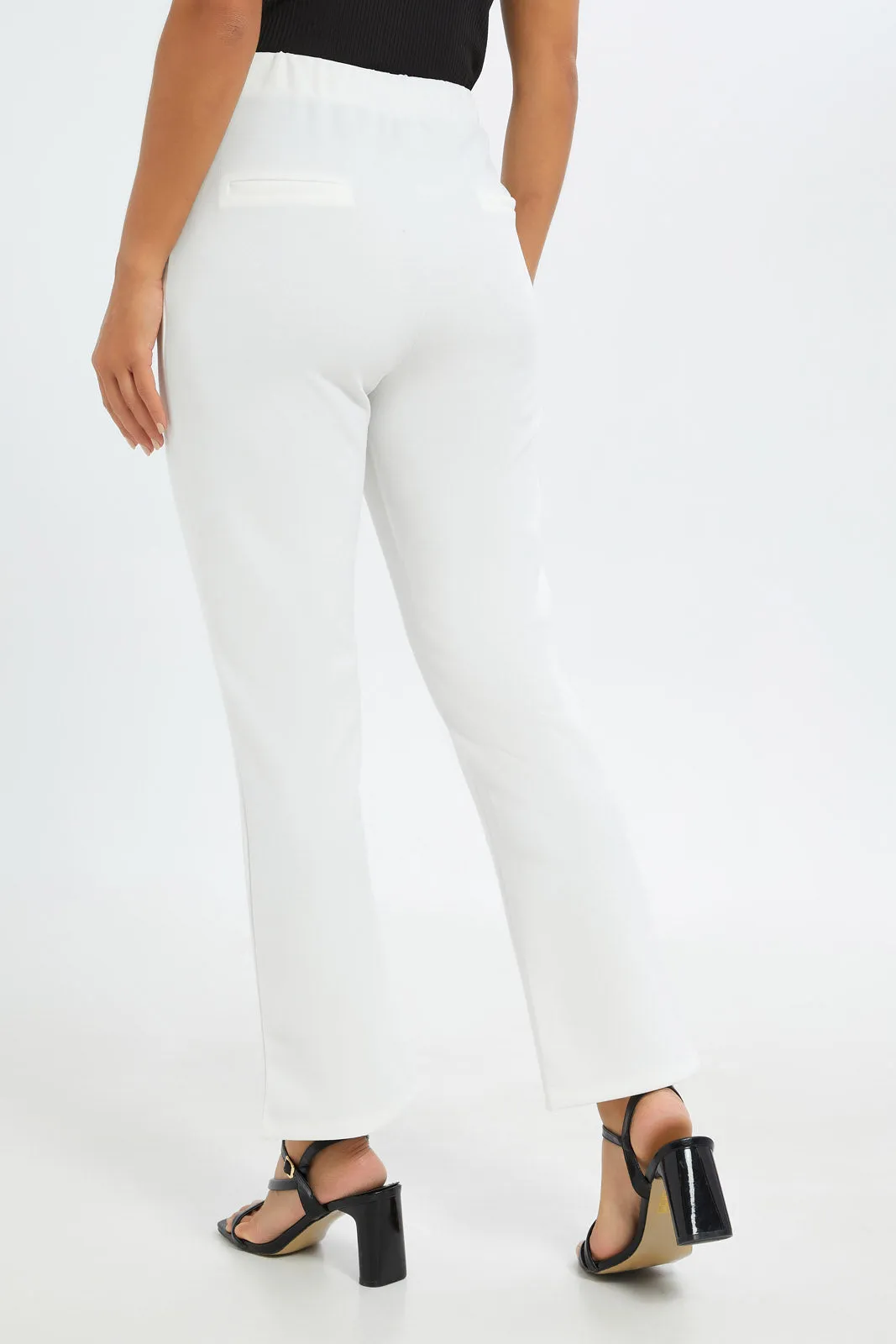 Women White Straight Trouser