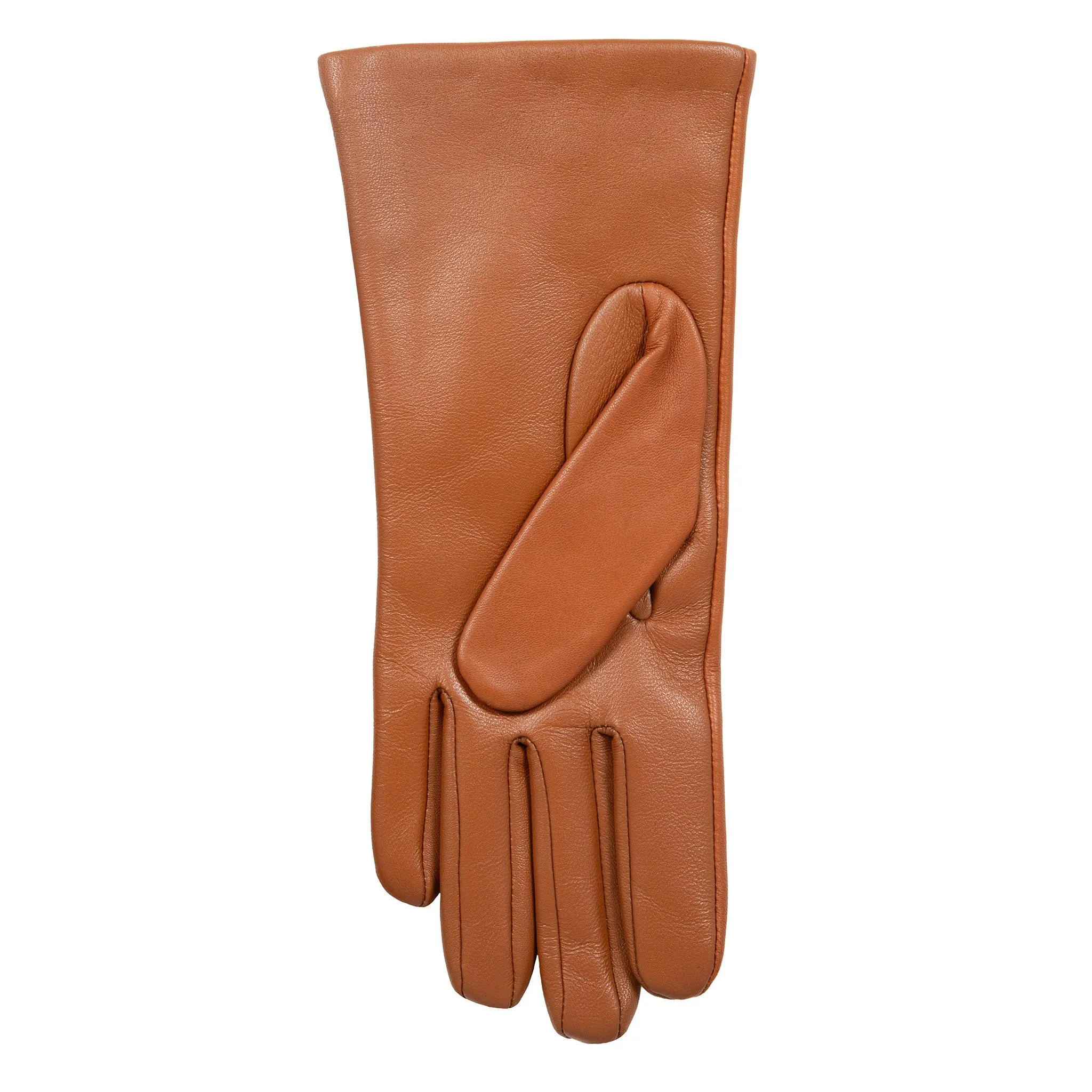 Women’s Touchscreen Three-Point Cashmere-Lined Leather Gloves