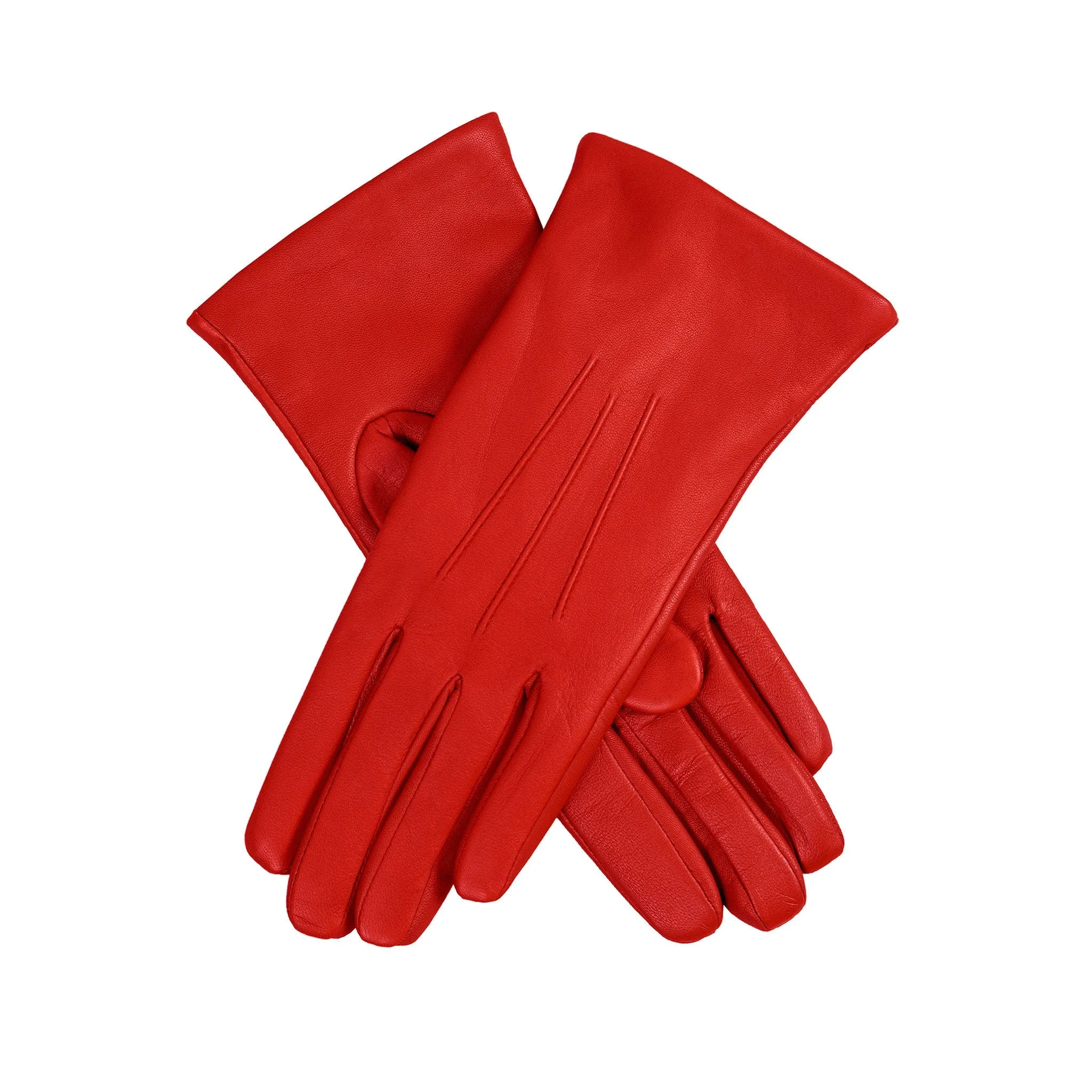 Women’s Touchscreen Three-Point Cashmere-Lined Leather Gloves