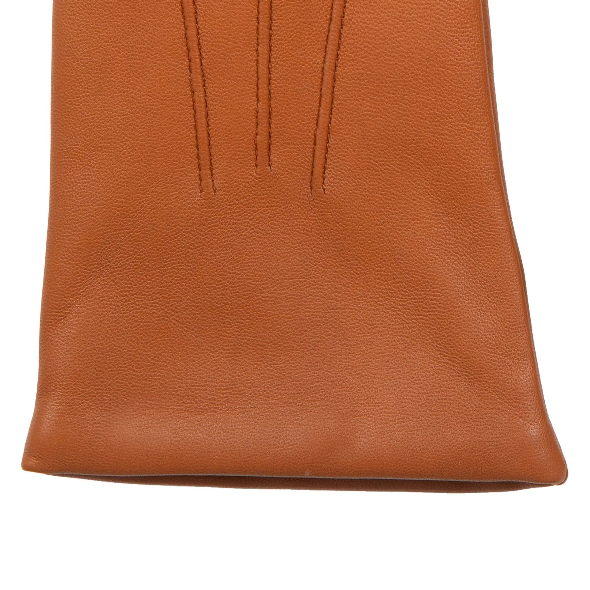 Women’s Touchscreen Three-Point Cashmere-Lined Leather Gloves