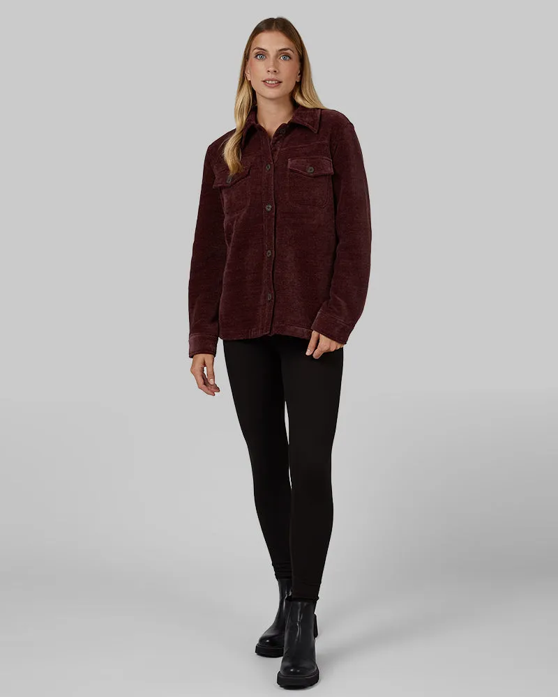 WOMEN'S VELVET SHERPA-LINED SHIRT JACKET