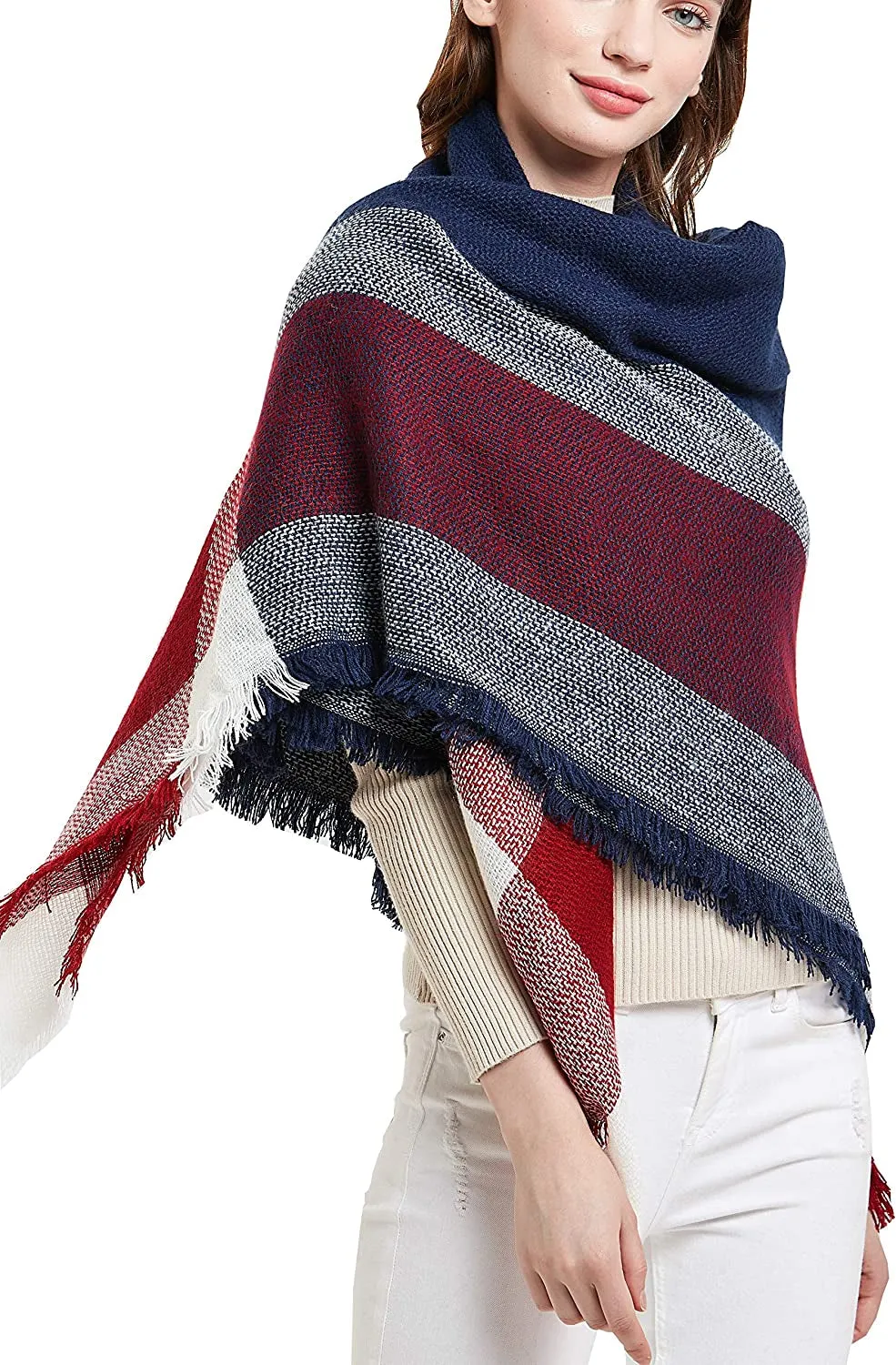 Women's Warm Blanket Style Plaid Scarf