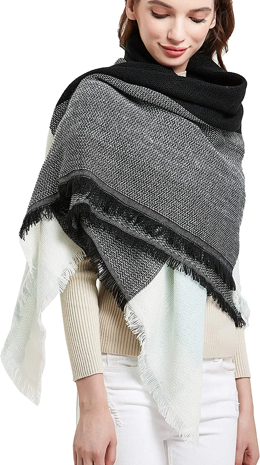 Women's Warm Blanket Style Plaid Scarf