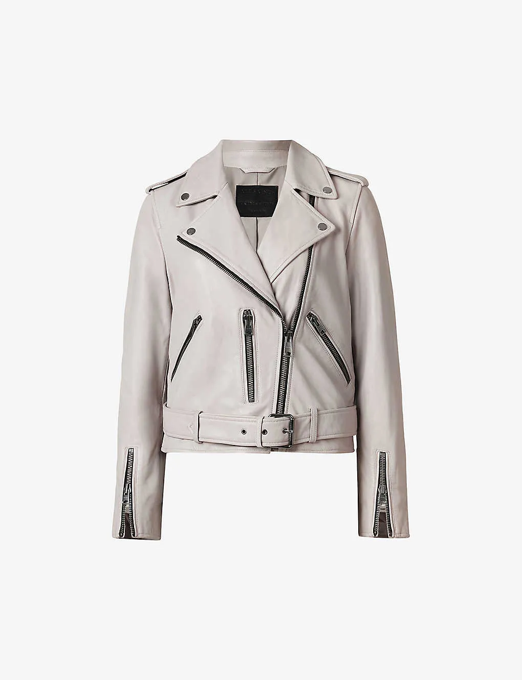 Women’s White Leather Biker Jacket