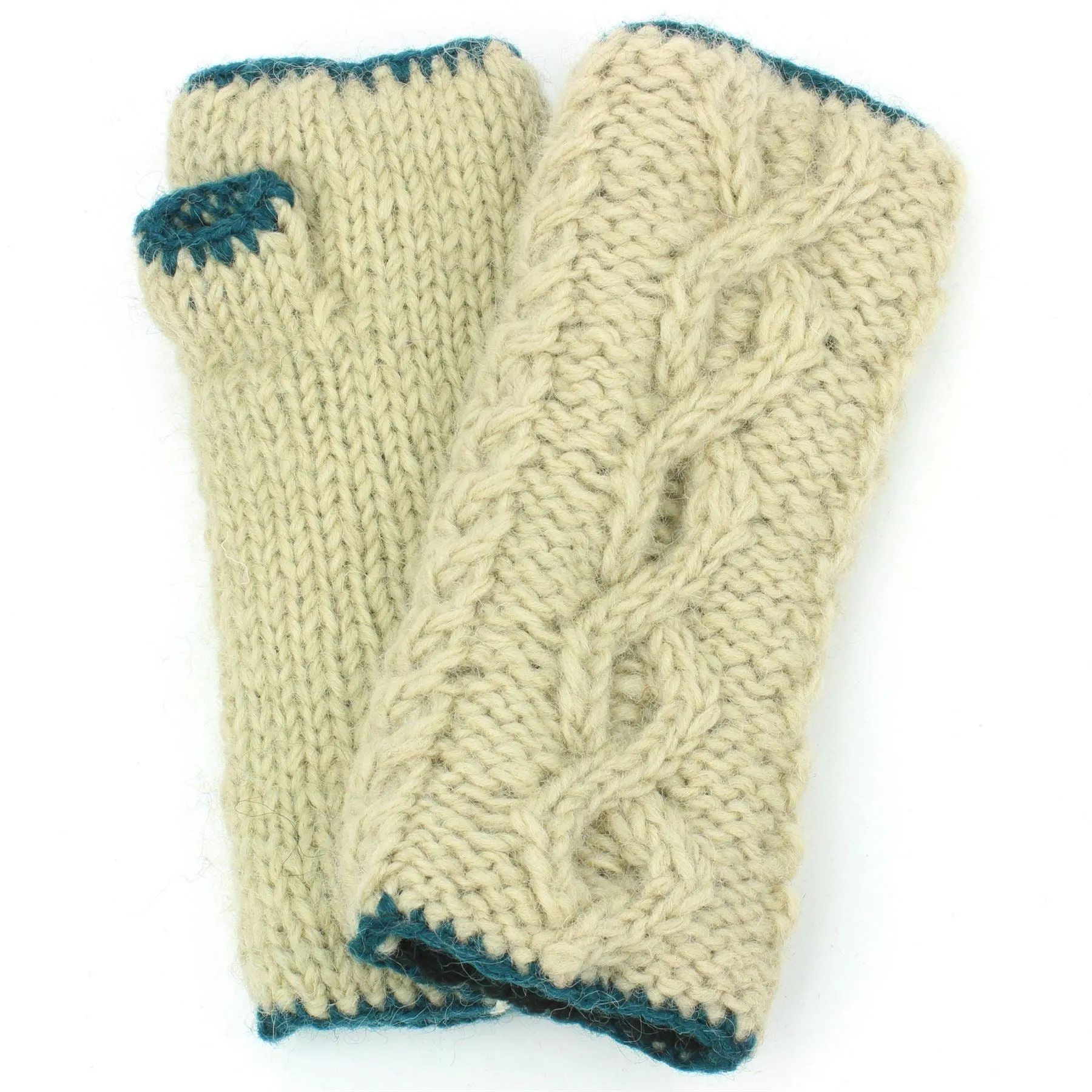 Wool Knit Arm Warmer - Cable - Cream