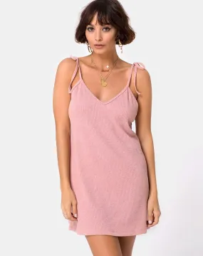 Yellav Slip Dress in Knit Crinkle Rib Pink