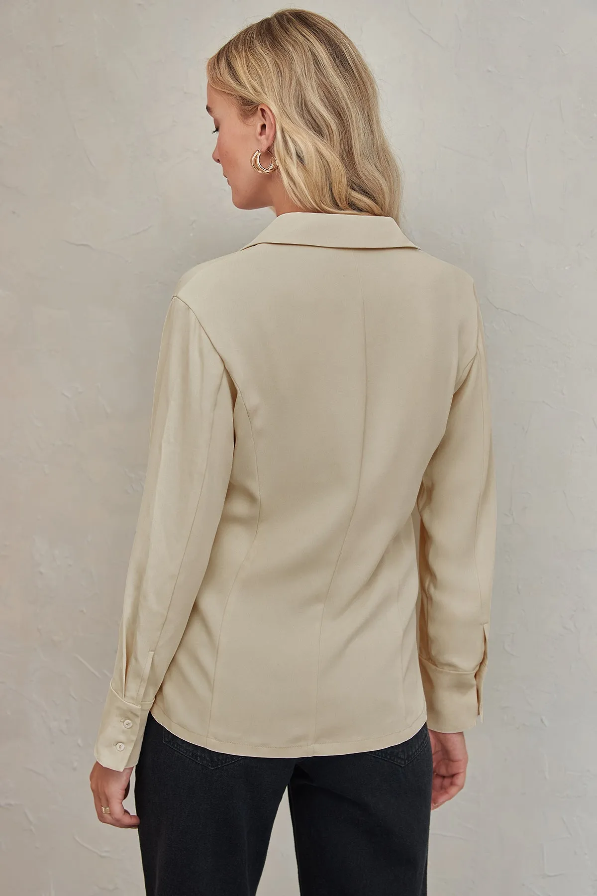 Zipper Pocket Collar Neck Jacket